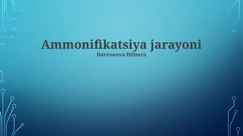 Ammonifikatsiya jarayoni