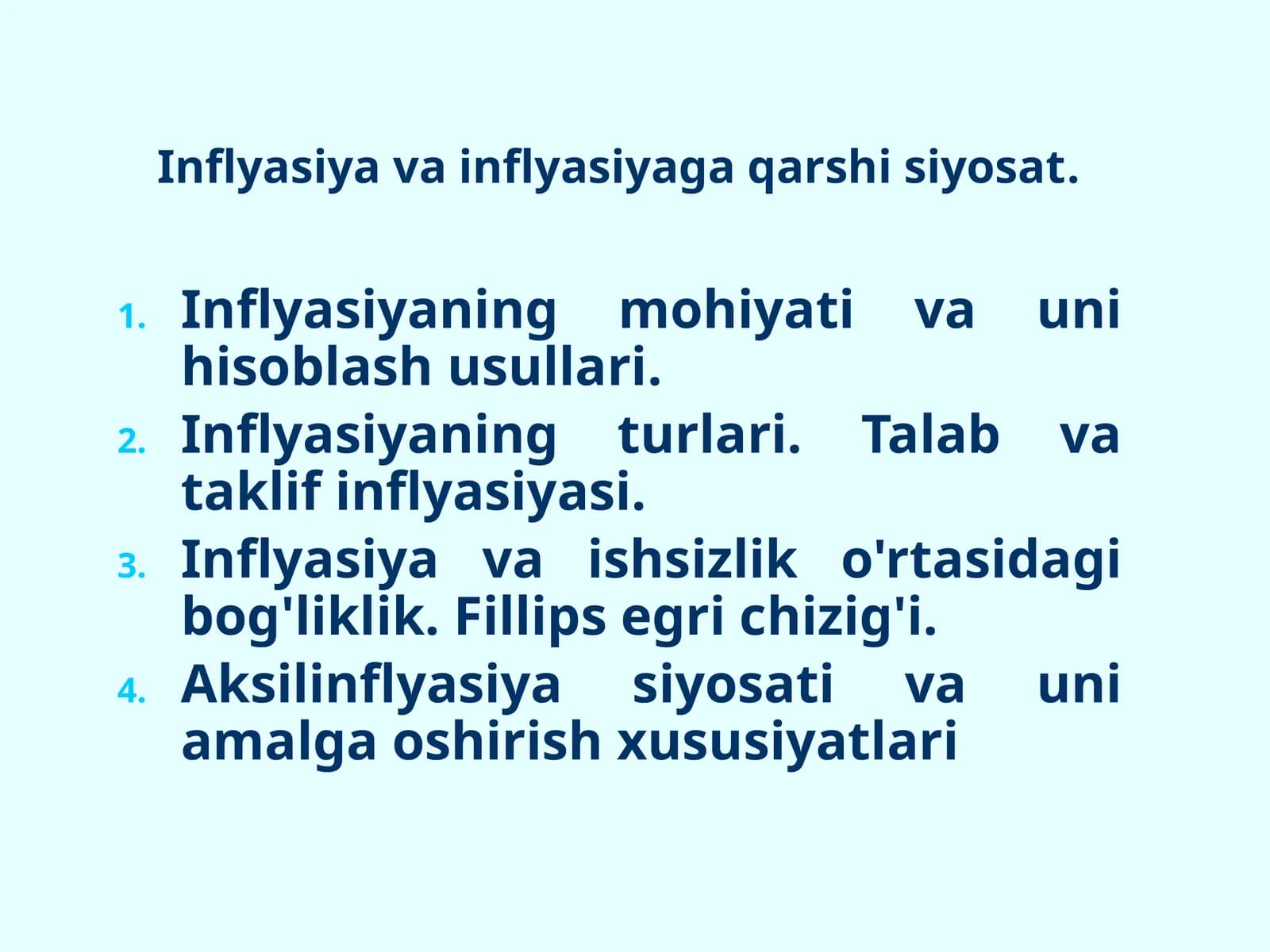 Inflyasiya va inflatsiya qarshisiyosat