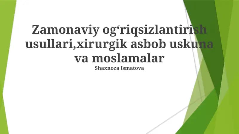 Minimal invaziv jarrohlik uchun asbob-uskunalar