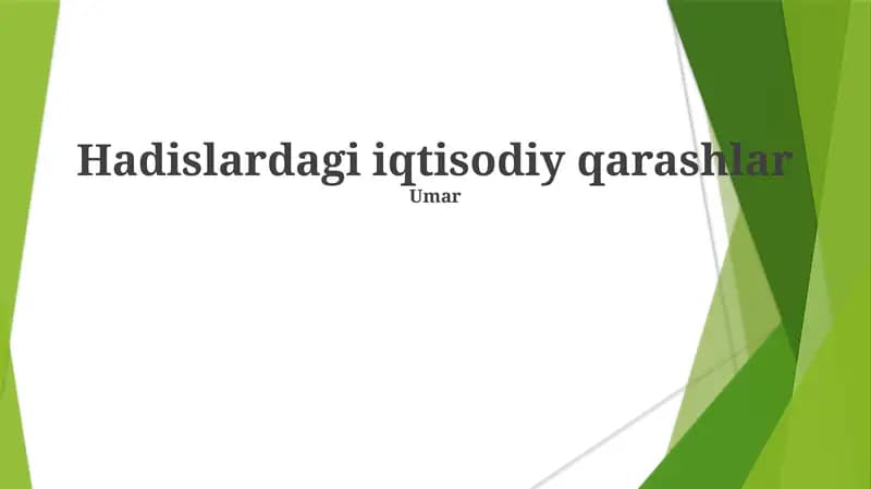 Hadislardagi iqtisodiy qarashlar