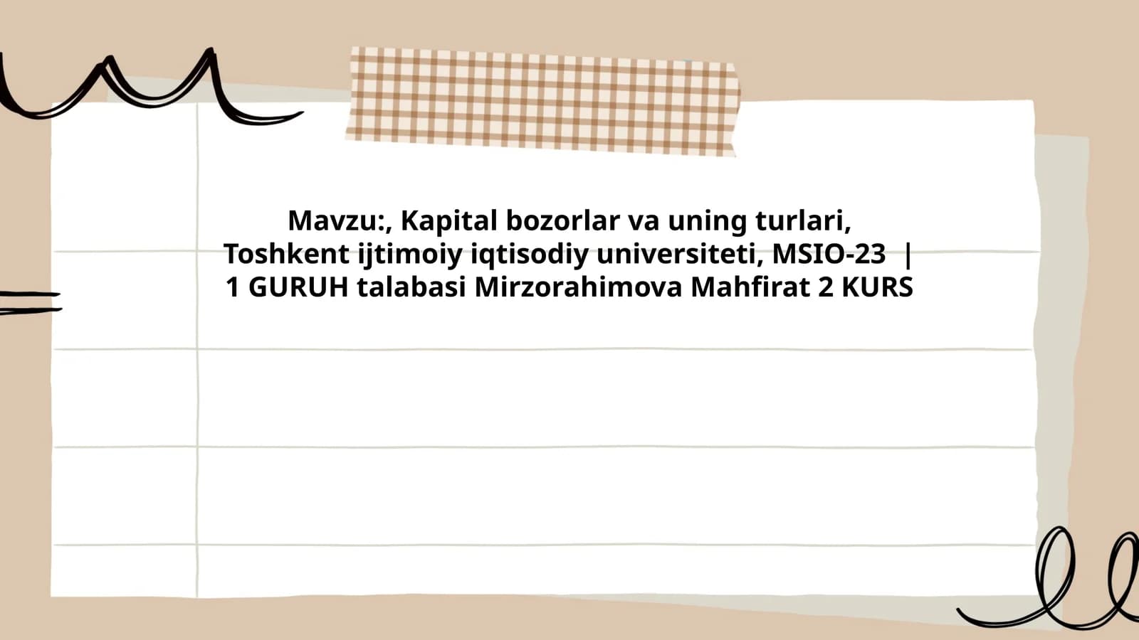 Kapital bozorlar va uning turlari