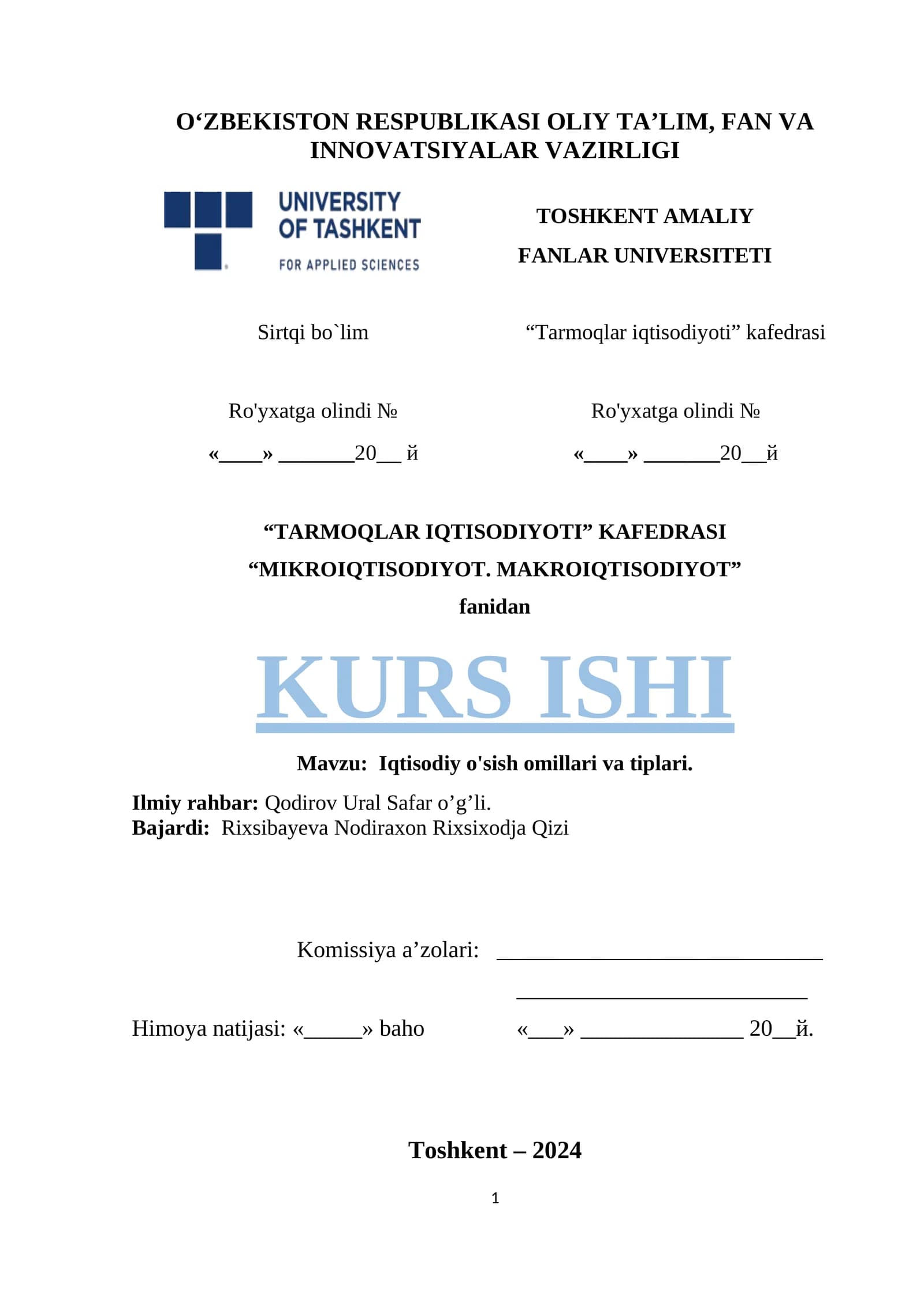 Iqtisodiy o'sish omillari va tiplari