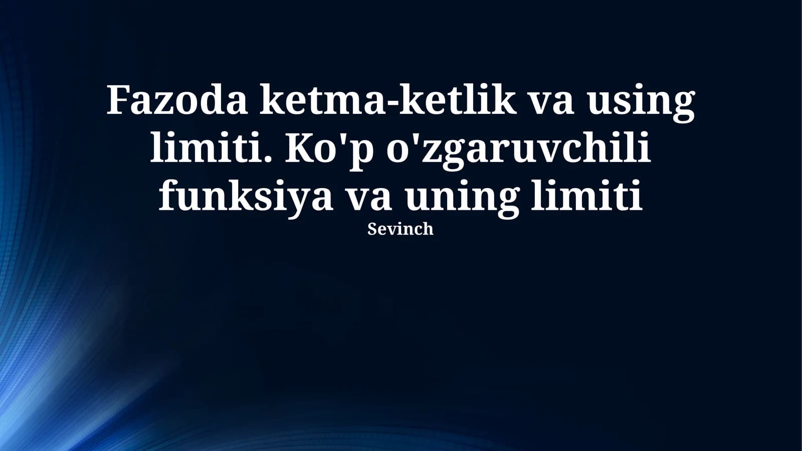 Funksiyaning ketma-ketligi va limiti