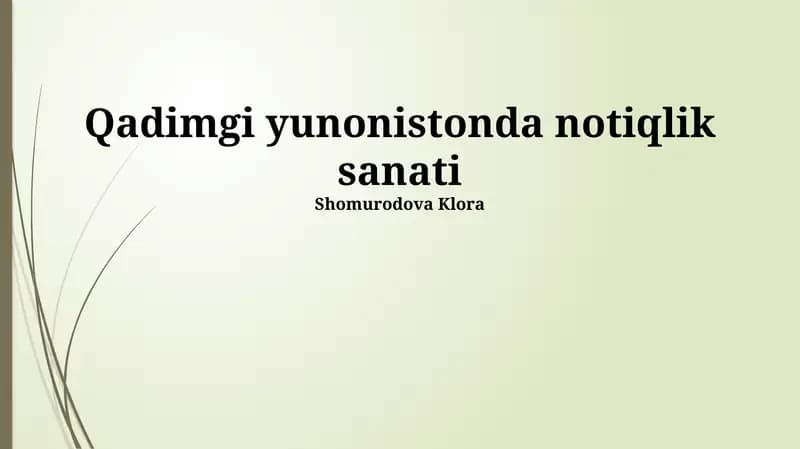 Qadimgi yunonistonda notiqlik sanati