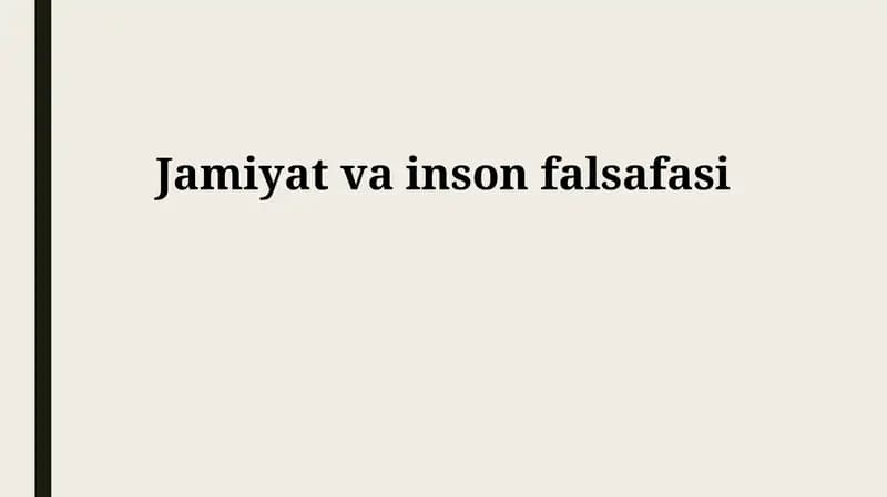 Jamiyat va inson falsafasi