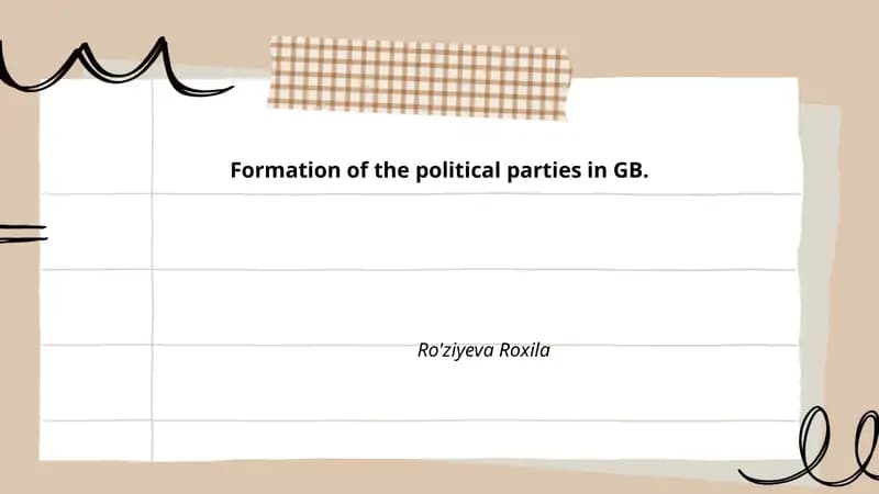 Formation of the political parties in GB.