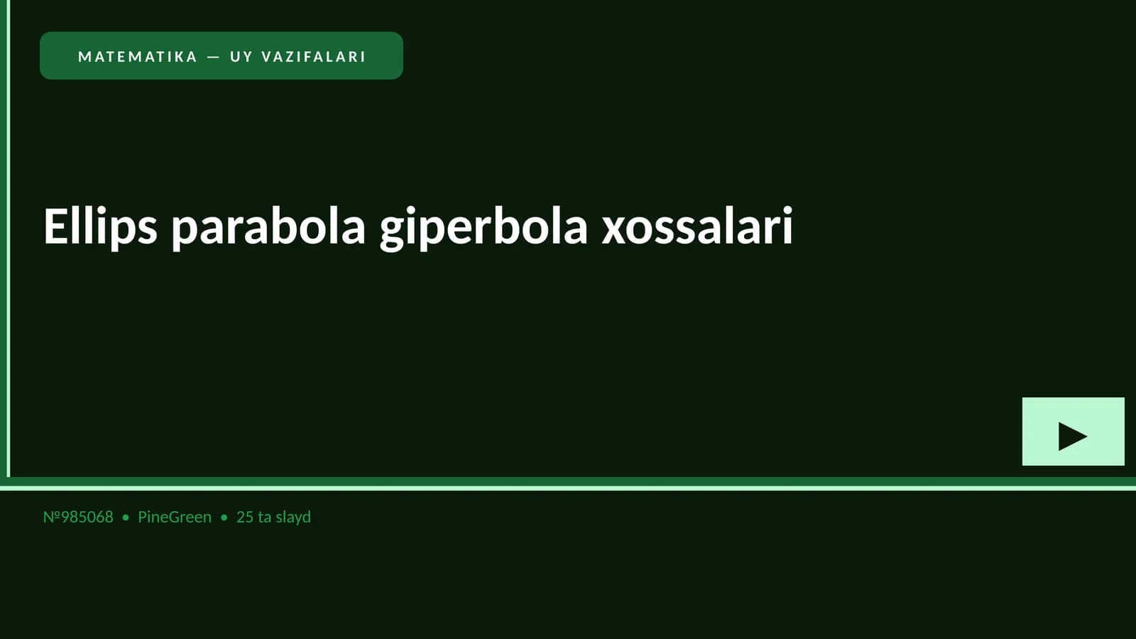 MATEMATIKA — UY VAZIFALARI
