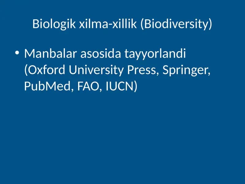 Biologik xilma-xillik (Biodiversity)