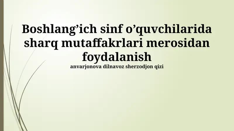 Sharq mutafakkirlari merosi