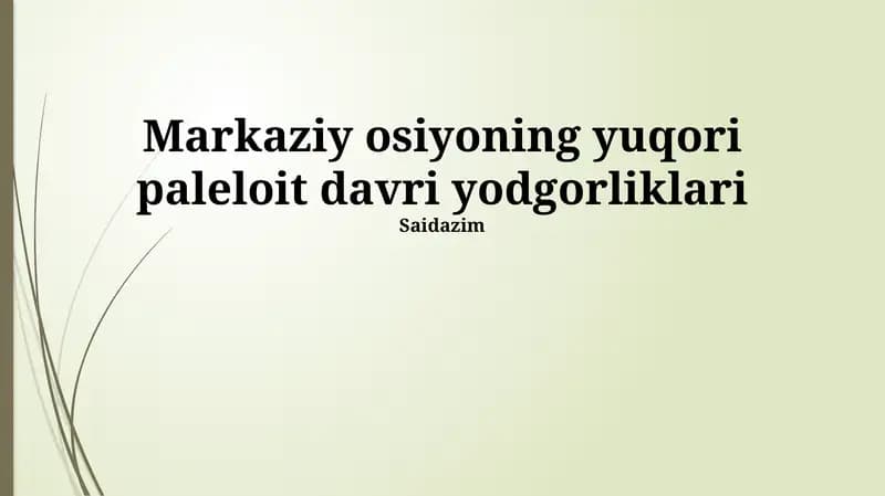 Markaziy Osiyo Paleolit Yodgorliklari