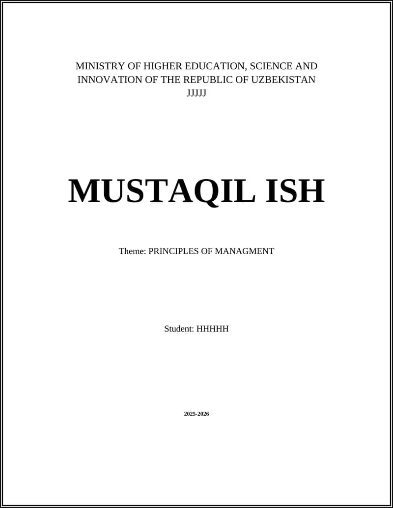 PRINCIPLES OF MANAGMENT