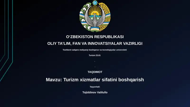 Turizm xizmatlar sifatini boshqarish