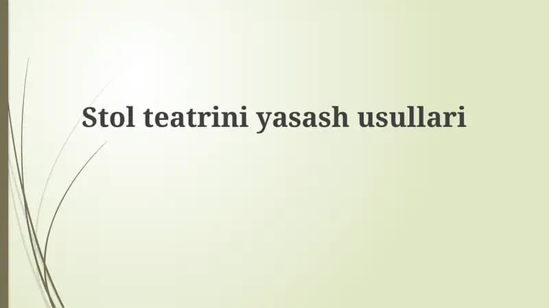 Qo'g'irchoq teatrini yasash usullari
