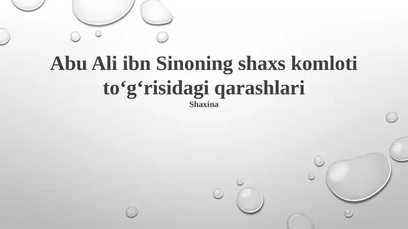 Abu Ali ibn Sinoning shaxs komloti