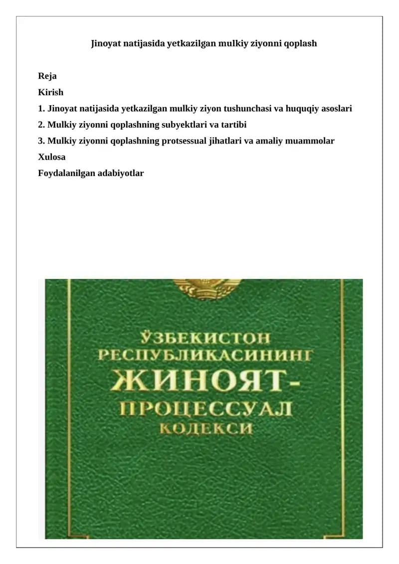 Mulkiy ziyonni qoplash
