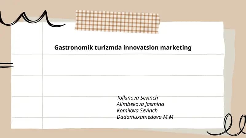 Gastronomik turizmda innovatsion marketing