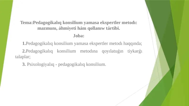 ÓZBETINSHE PEDAGOGIKALIQ KONSILUM