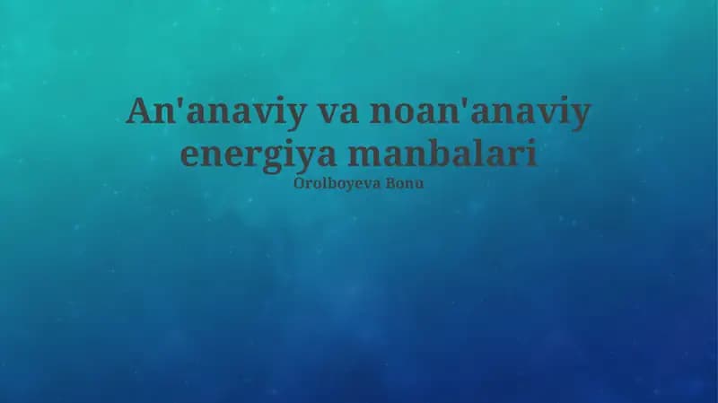 Energiya manbalari
