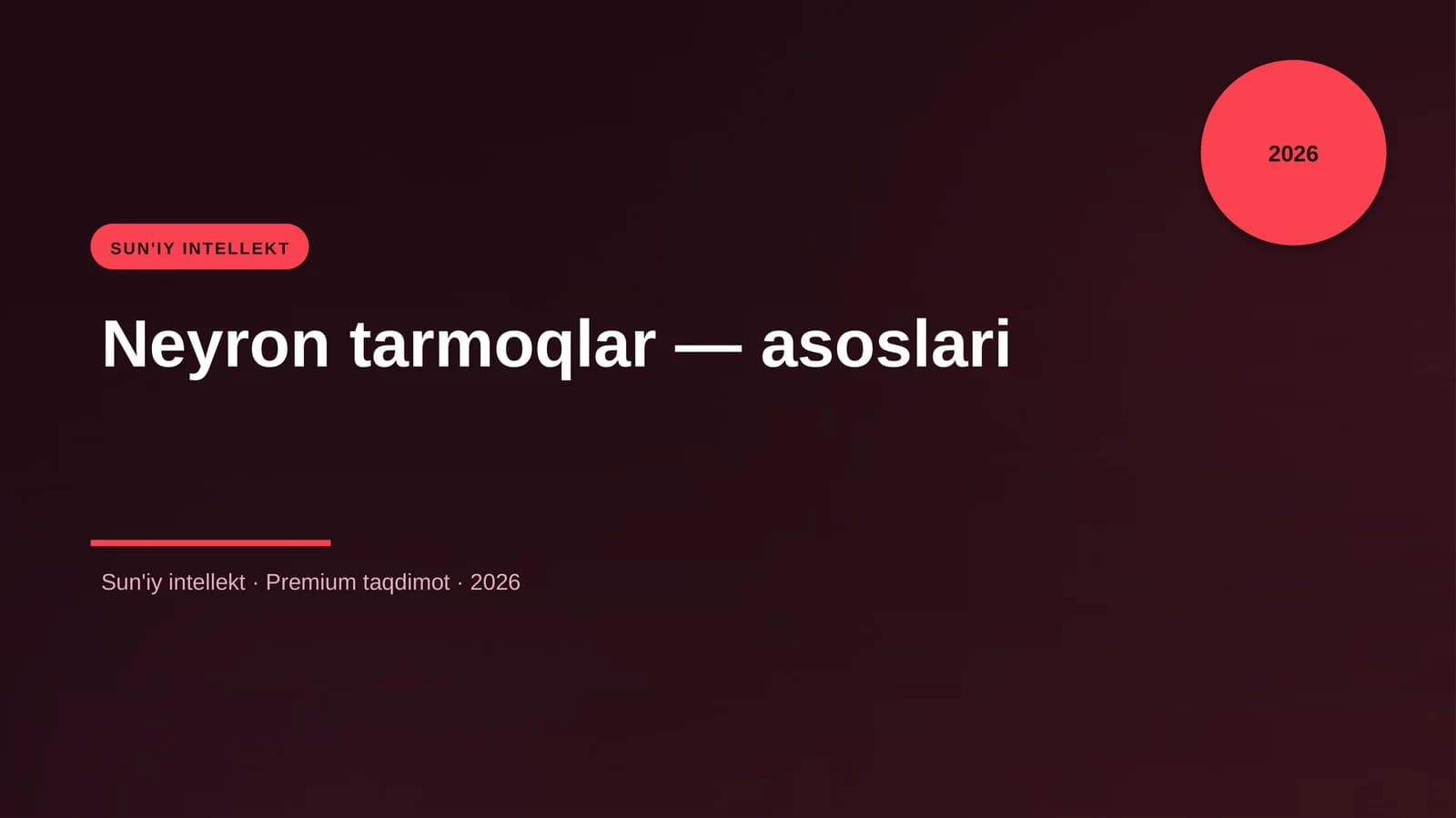 Neyron tarmoqlar — asoslari