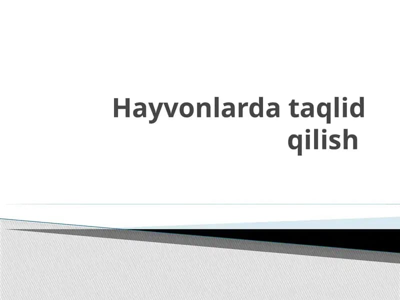 Hayvonlarda taqlid qilish