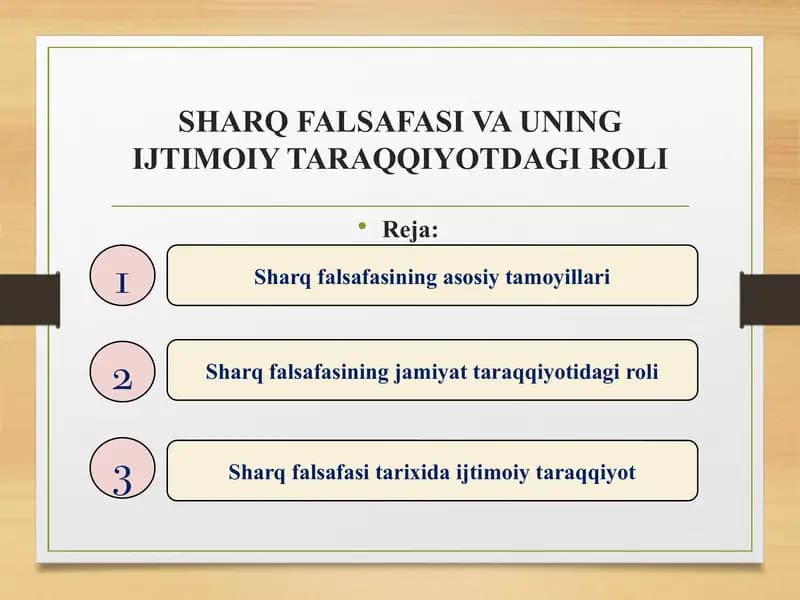 SHARQ FALSAFASI VA UNING IJTIMOIY TARAQQIYOTDAGI ROLI