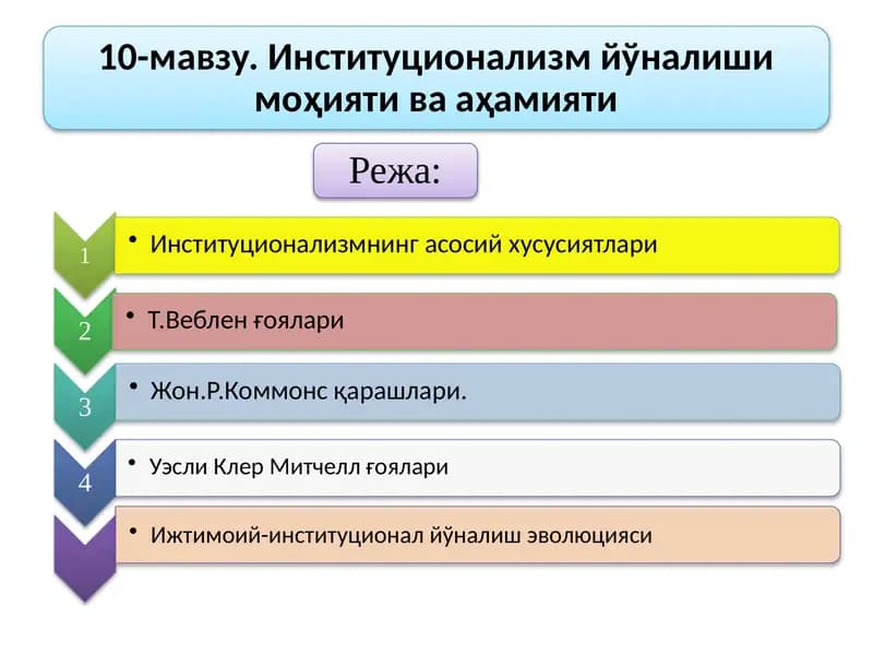Иқтисодий таълимотлардаги институционализм йўналиши