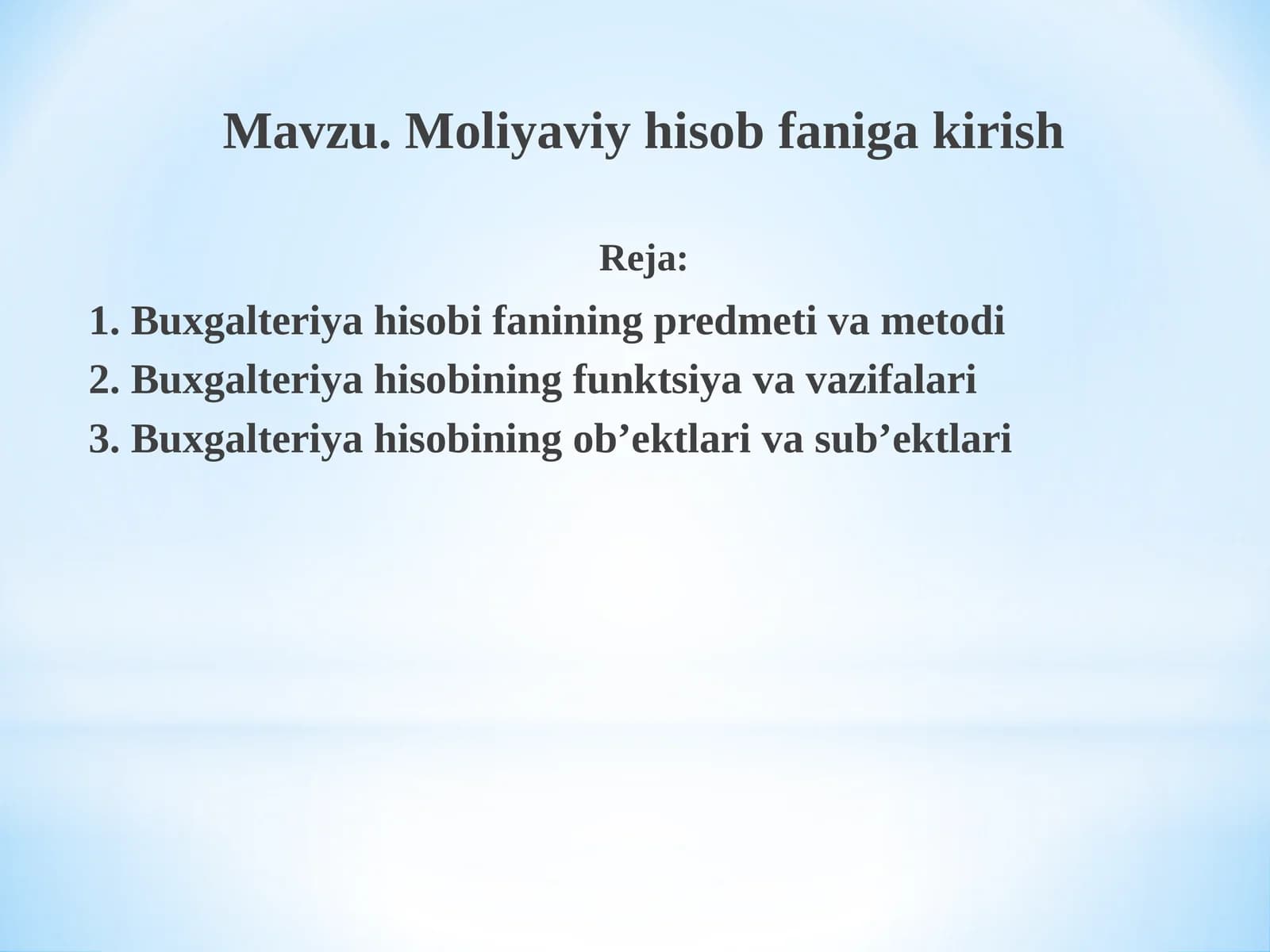 Mоliyaviy hisоb fаnigа kirish