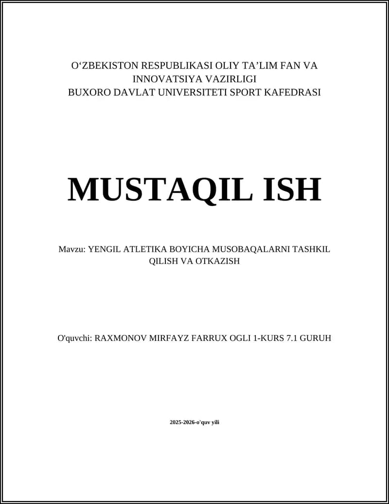 Yengil Atletika Boyicha Musobaqalar