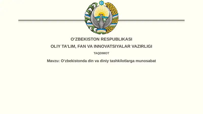 Oʻzbekistondadinvadiniytashkilotlargamunosabat