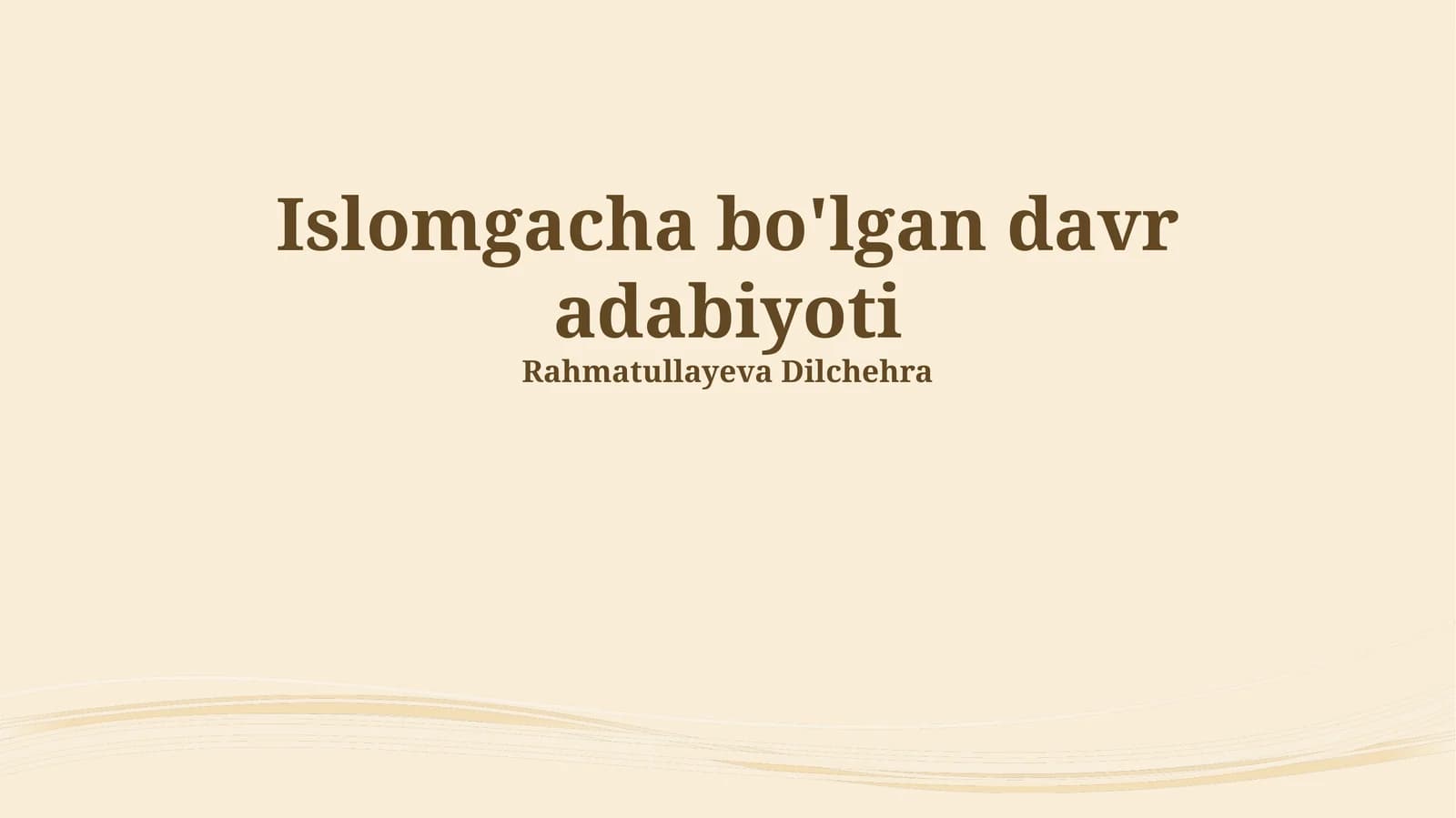 Islomgacha bo'lgan davr adabiyoti