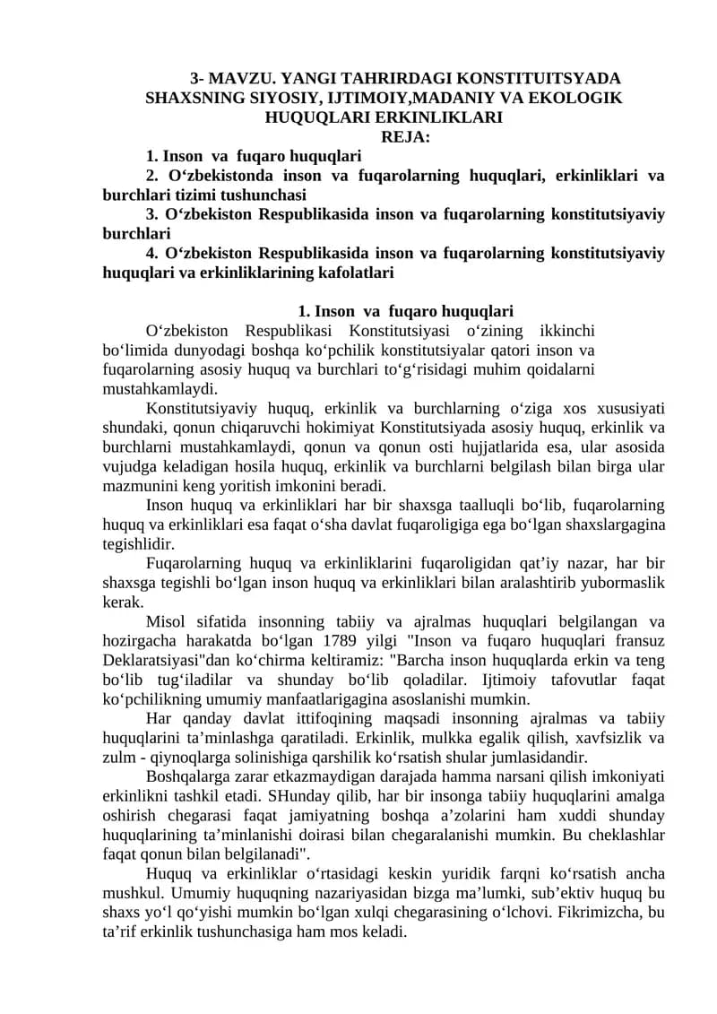O‘zbekiston Respublikasi Konstitutsiyasi