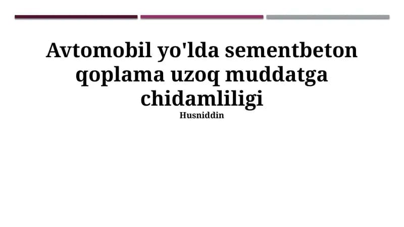 Uzoq Muddatli Tsement-Beton Yo'l Yostiqlari