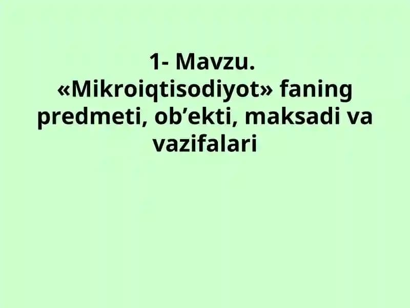 Mikroiqtisodiyot