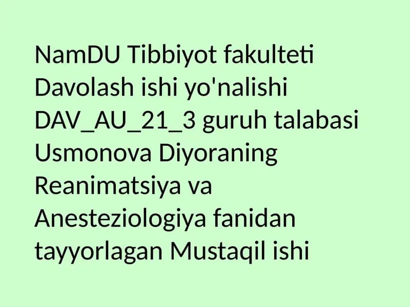 MAXALLIY ANESTEZIYA
