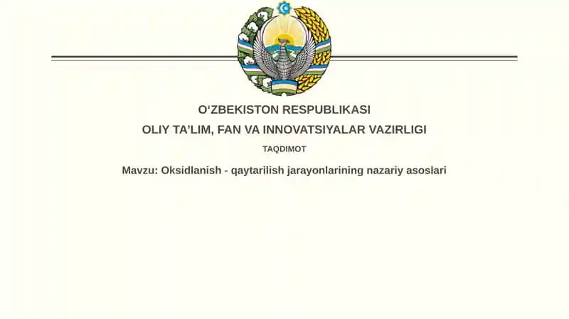 Oksidlanish-qaytarilish jarayonlarining nazariy asoslari