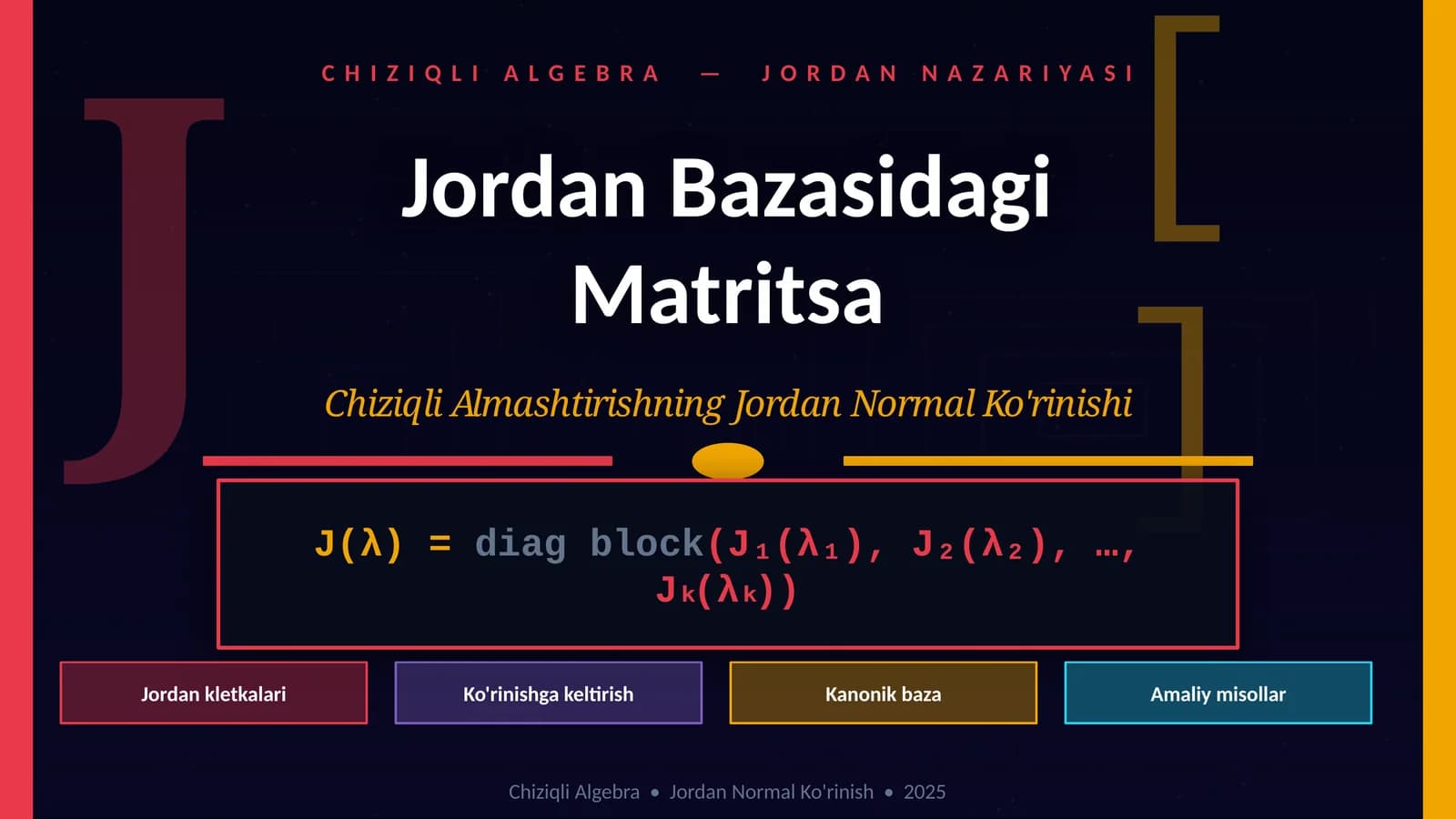 CHIZIQLI ALGEBRA — JORDAN NAZARIYASI
