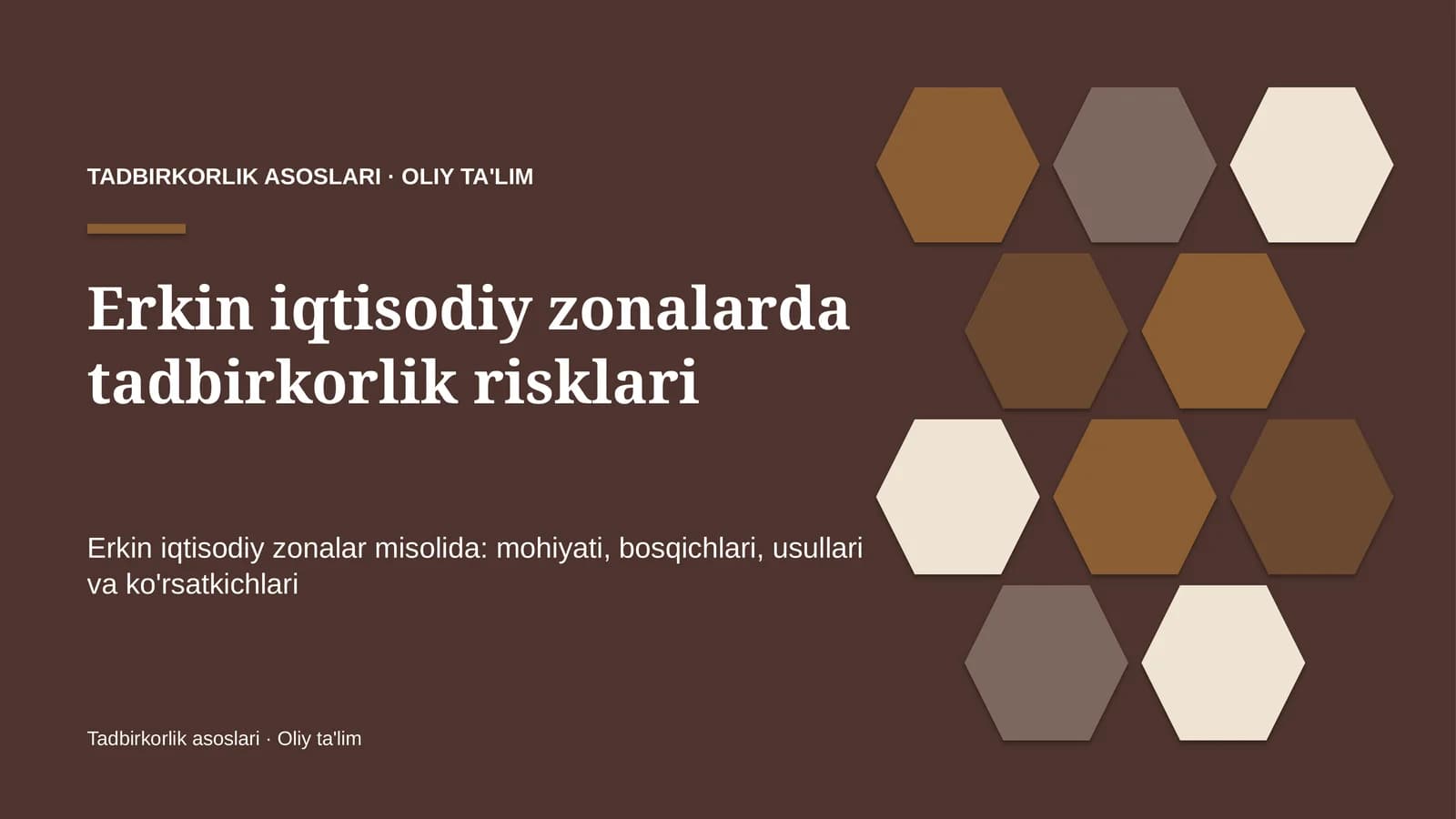 Erkin iqtisodiy zonalarda tadbirkorlik risklari