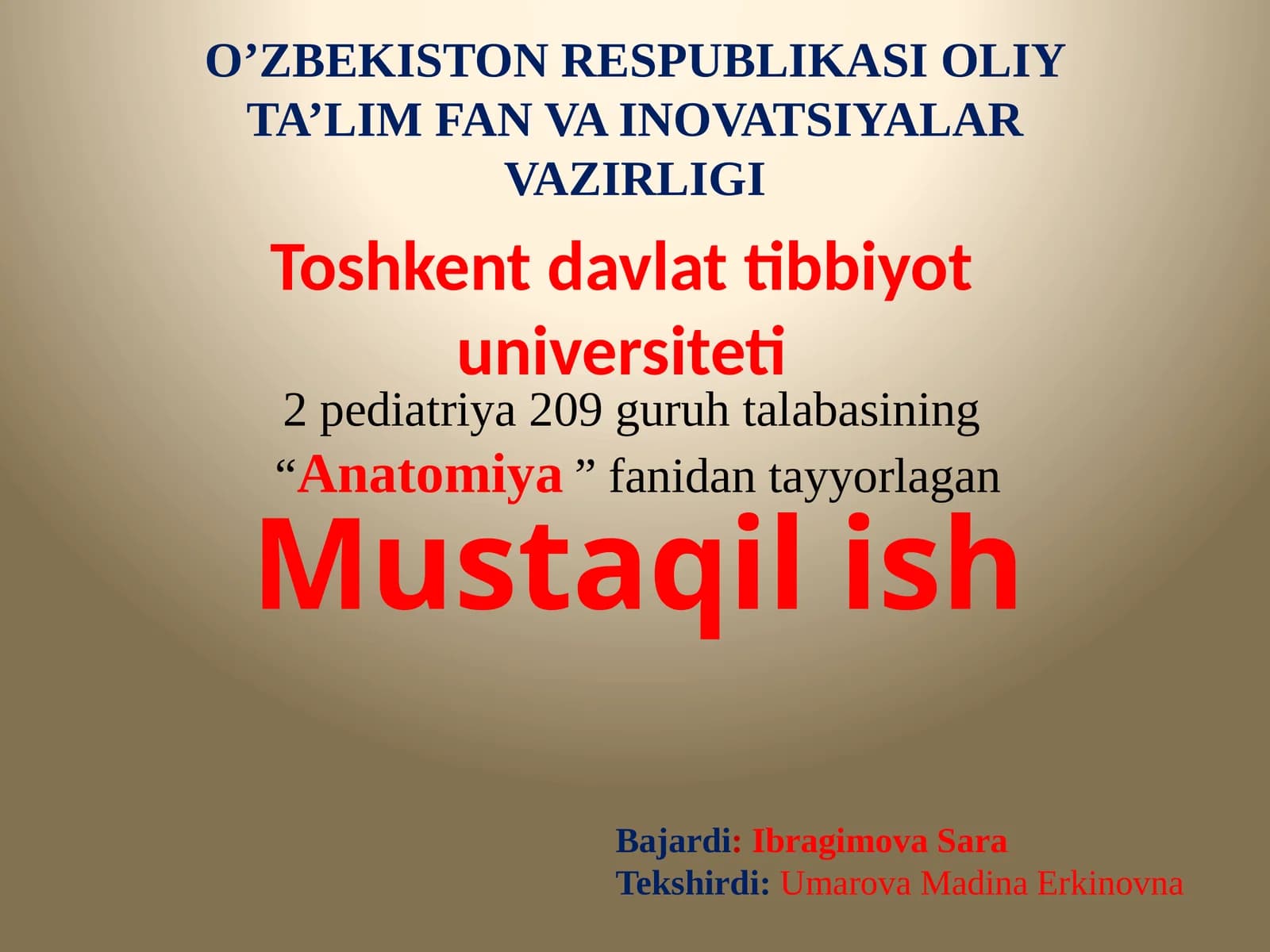 Anatomiya fanidan mustaqilish