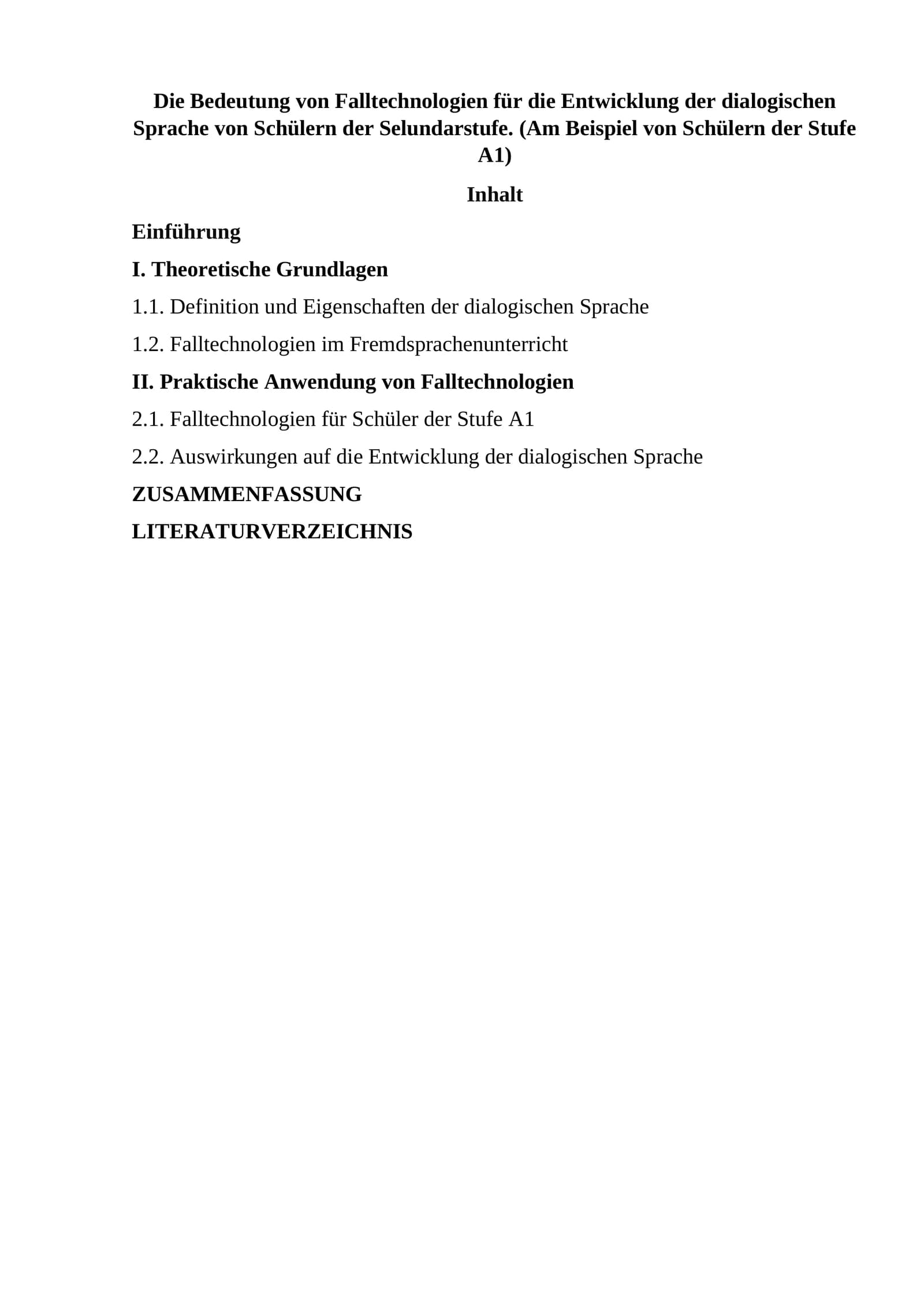 Falltechnologien für die Entwicklung der dialogischen Sprache von Schülern der Selundarstufe