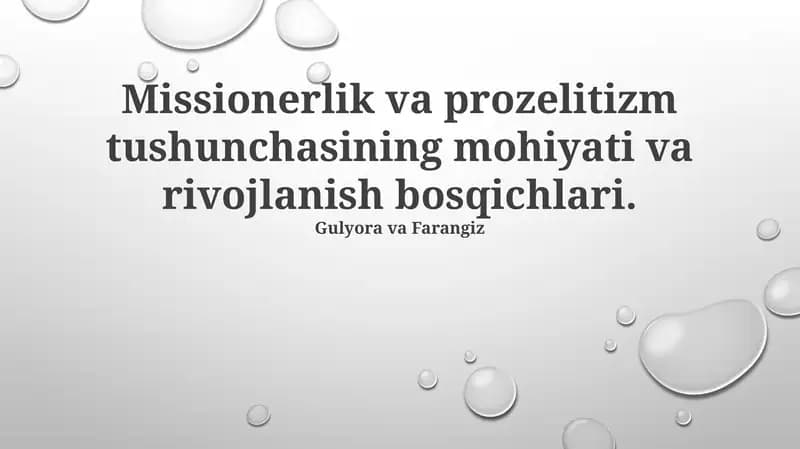 Missiya va Prozelitizm