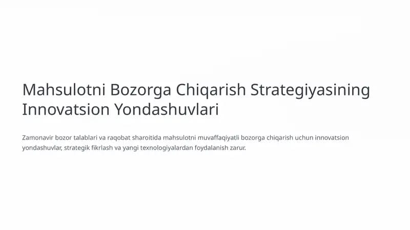 Innovatsion Yondashuvlar