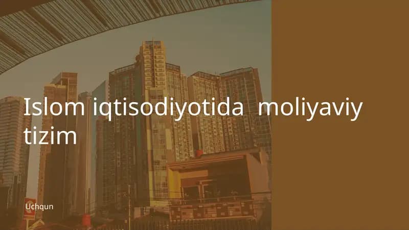 Islom Iqtisodiyotida Moliyaviy Tizim