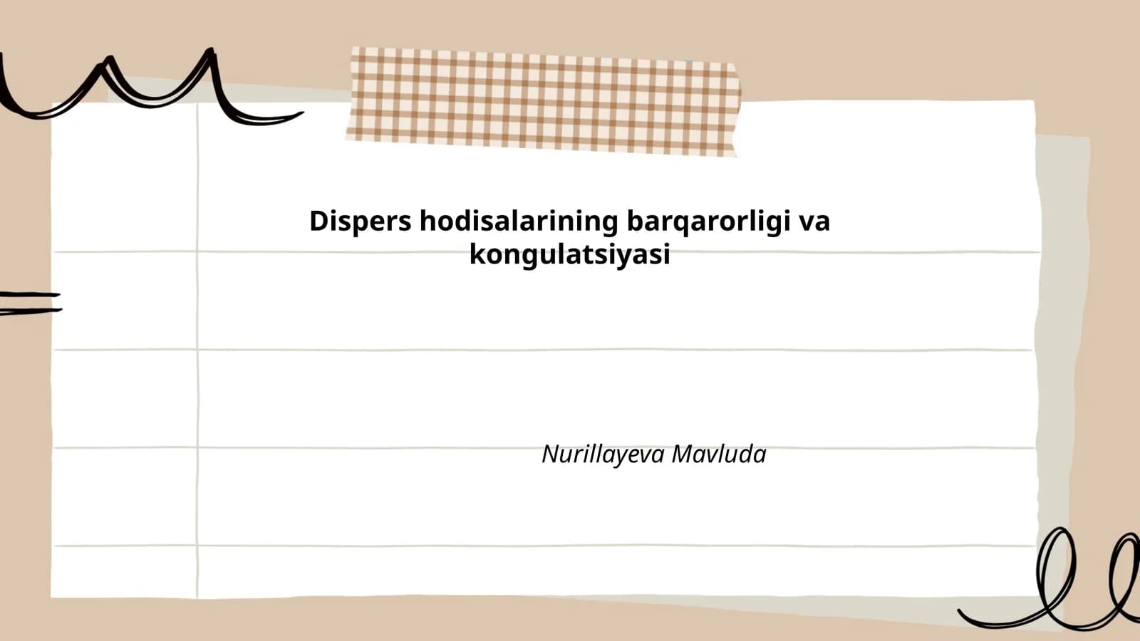 Dispers hodisalarining barqarorligi va kongulatsiyasi
