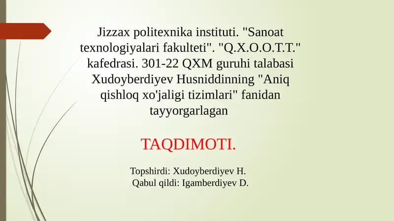 GLOBAL JOYLASHISH TIZIMLARI