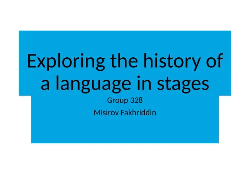 The history of the English Language