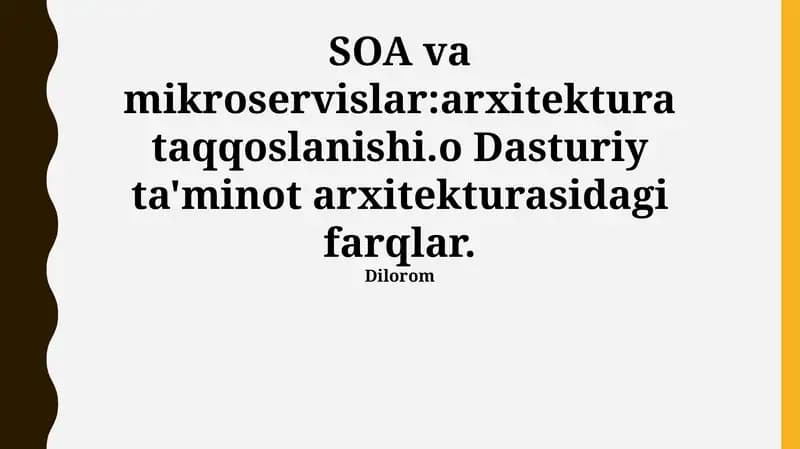 Dasturiy Ta'minot Arxitekturasidagi Farqlar