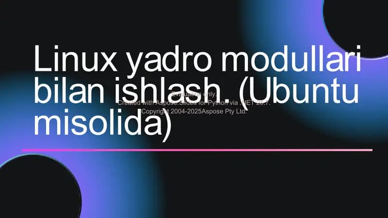 Linux yadro modullari bilan ishlash. (Ubuntu misolida)