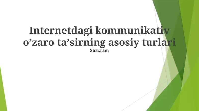 Internetdagi kommunikativ oʼzaro taʼsirning asosiy turlari