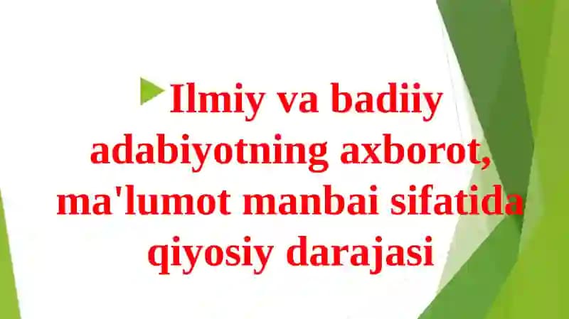 Ilmiy va badiiy adabiyot