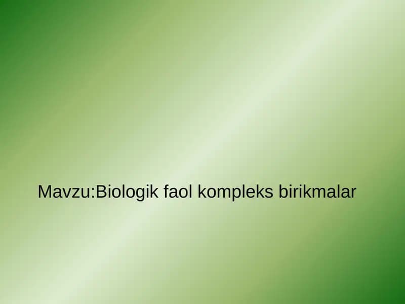 Biologik faol kompleks birikmalar